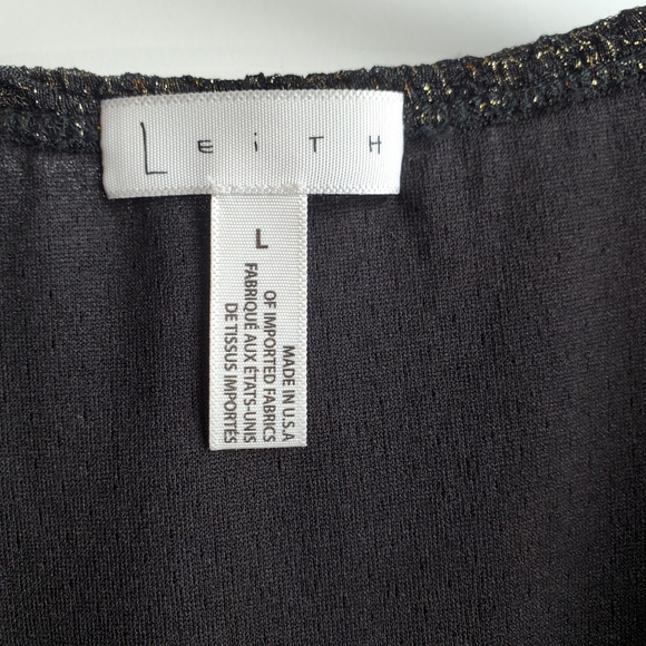 NWT Leith Black and Gold Metallic Sursplice Romper Elastic Waist Size Large - Picture 7 of 8